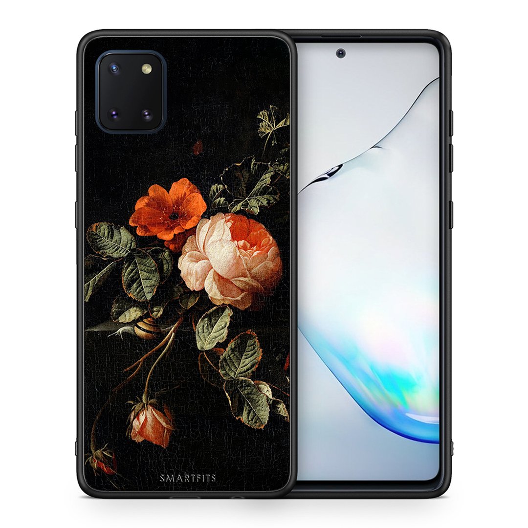 Θήκη Samsung Note 10 Lite Vintage Roses από τη Smartfits με σχέδιο στο πίσω μέρος και μαύρο περίβλημα | Samsung Note 10 Lite Vintage Roses case with colorful back and black bezels