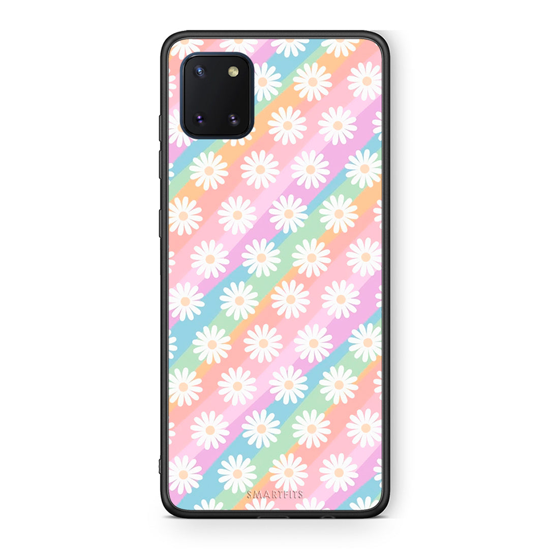 Samsung Note 10 Lite White Daisies θήκη από τη Smartfits με σχέδιο στο πίσω μέρος και μαύρο περίβλημα | Smartphone case with colorful back and black bezels by Smartfits