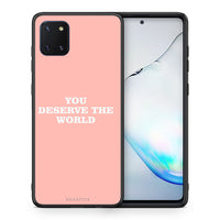 Thumbnail for Θήκη Αγίου Βαλεντίνου Samsung Note 10 Lite You Deserve The World από τη Smartfits με σχέδιο στο πίσω μέρος και μαύρο περίβλημα | Samsung Note 10 Lite You Deserve The World case with colorful back and black bezels