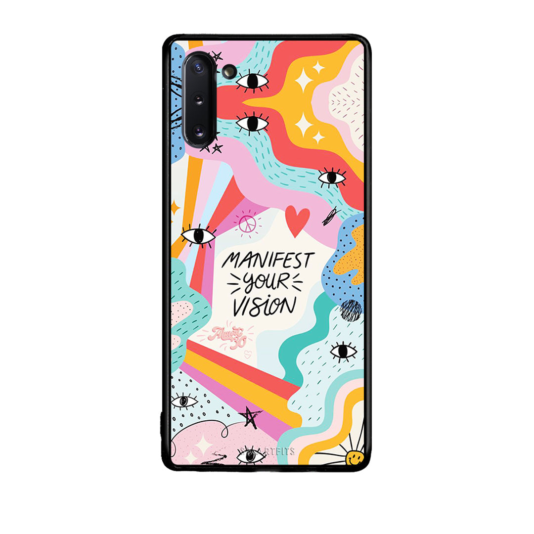 Samsung Note 10 Manifest Your Vision θήκη από τη Smartfits με σχέδιο στο πίσω μέρος και μαύρο περίβλημα | Smartphone case with colorful back and black bezels by Smartfits
