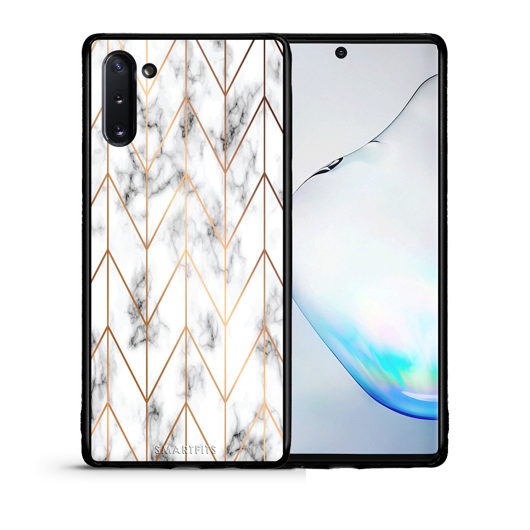 Θήκη Samsung Note 10 Gold Geometric Marble από τη Smartfits με σχέδιο στο πίσω μέρος και μαύρο περίβλημα | Samsung Note 10 Gold Geometric Marble case with colorful back and black bezels