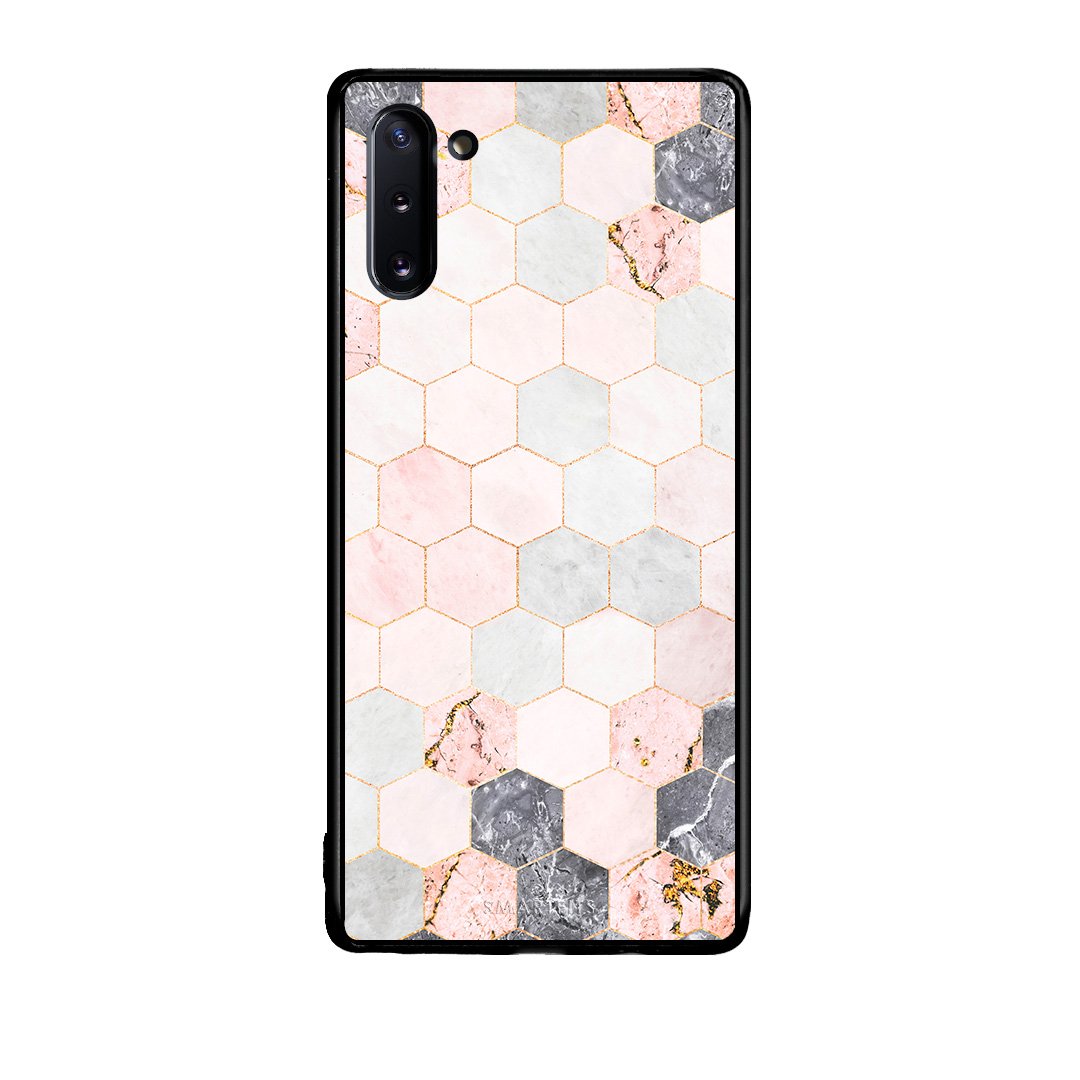 4 - Samsung Note 10 Hexagon Pink Marble case, cover, bumper
