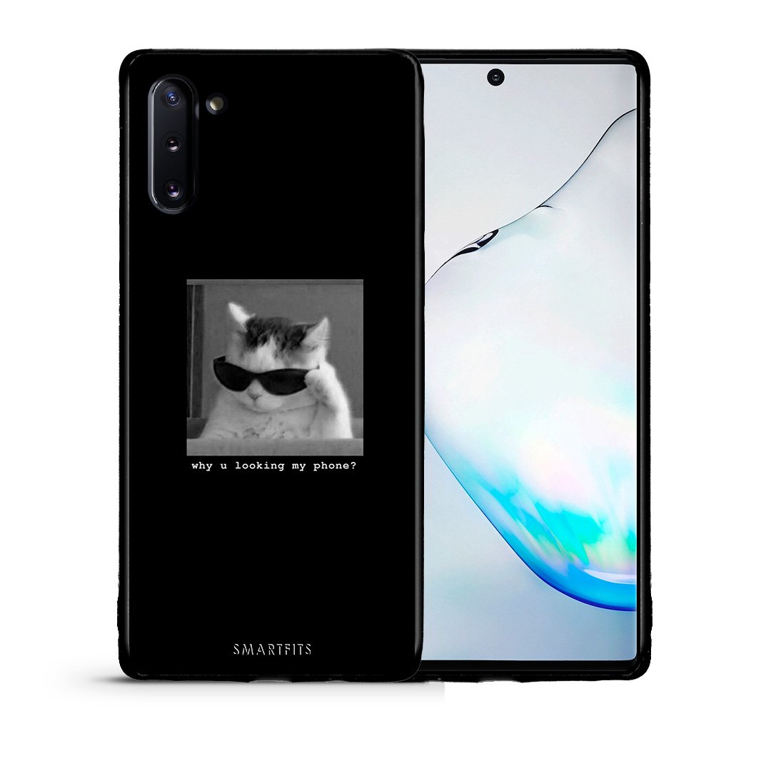 Θήκη Samsung Note 10 Meme Cat από τη Smartfits με σχέδιο στο πίσω μέρος και μαύρο περίβλημα | Samsung Note 10 Meme Cat case with colorful back and black bezels