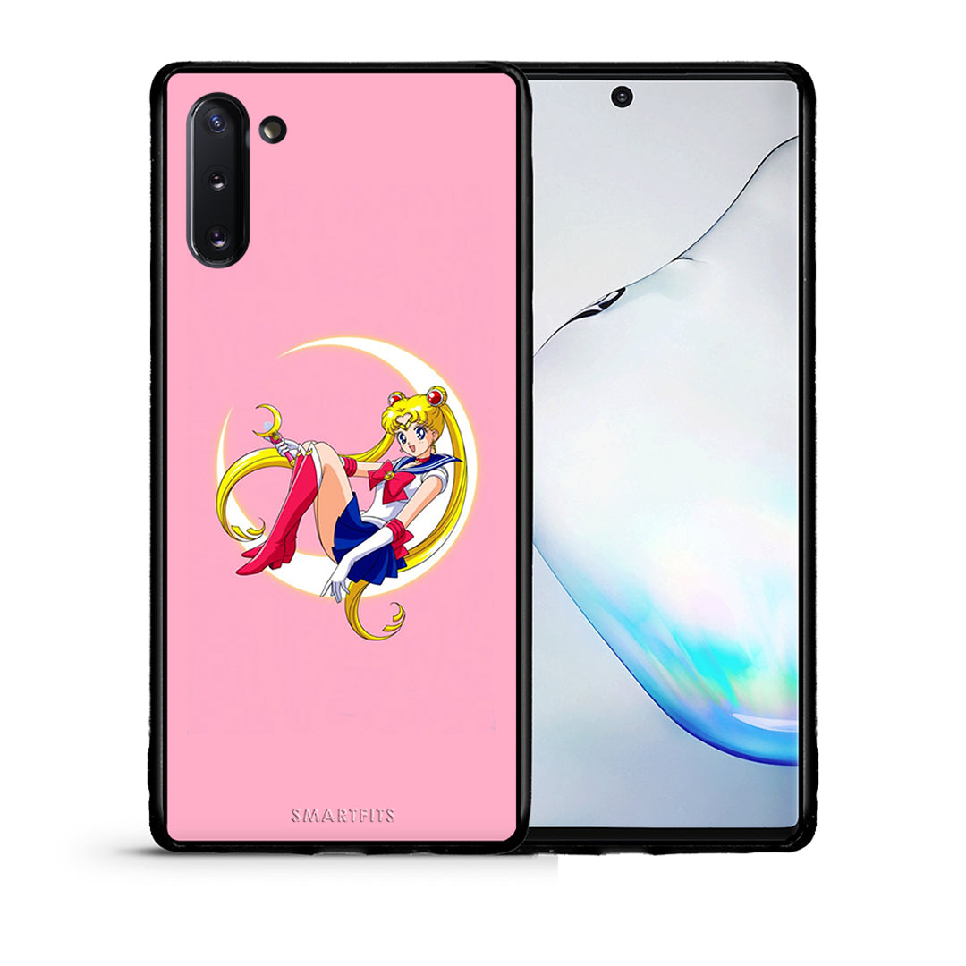 Θήκη Samsung Note 10 Moon Girl από τη Smartfits με σχέδιο στο πίσω μέρος και μαύρο περίβλημα | Samsung Note 10 Moon Girl case with colorful back and black bezels