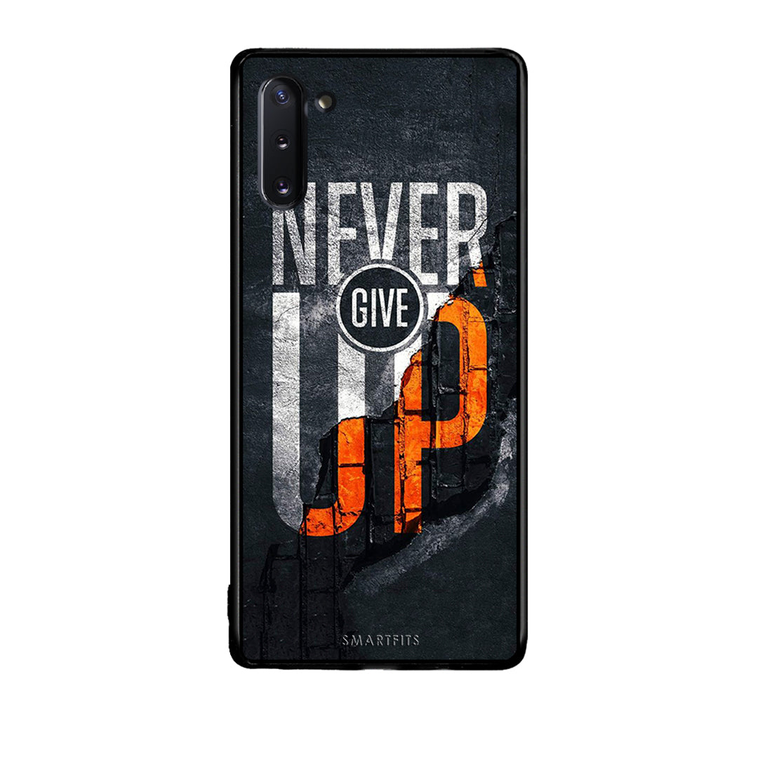 Samsung Note 10 Never Give Up Θήκη Αγίου Βαλεντίνου από τη Smartfits με σχέδιο στο πίσω μέρος και μαύρο περίβλημα | Smartphone case with colorful back and black bezels by Smartfits