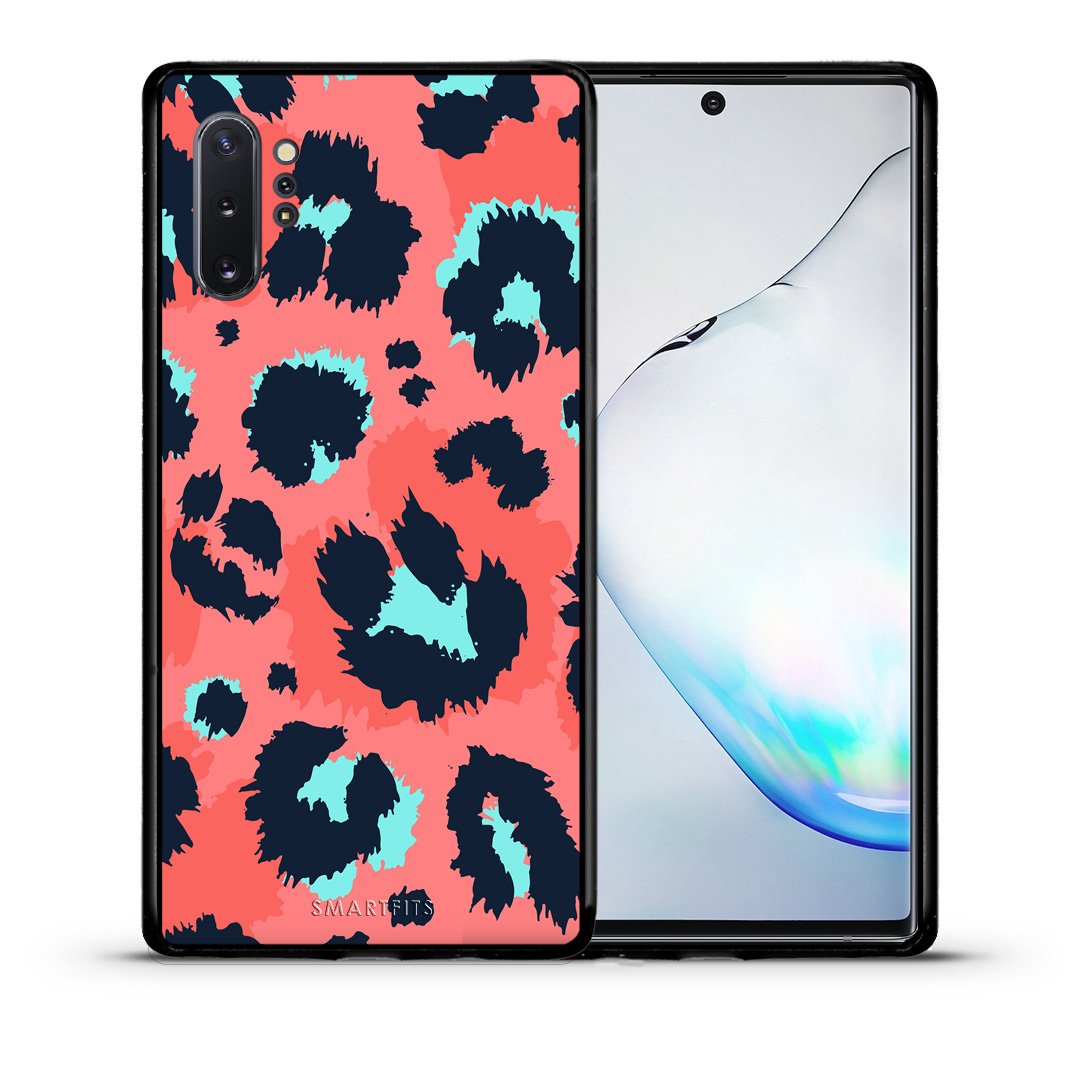 Θήκη Samsung Note 10+ Pink Leopard Animal από τη Smartfits με σχέδιο στο πίσω μέρος και μαύρο περίβλημα | Samsung Note 10+ Pink Leopard Animal case with colorful back and black bezels