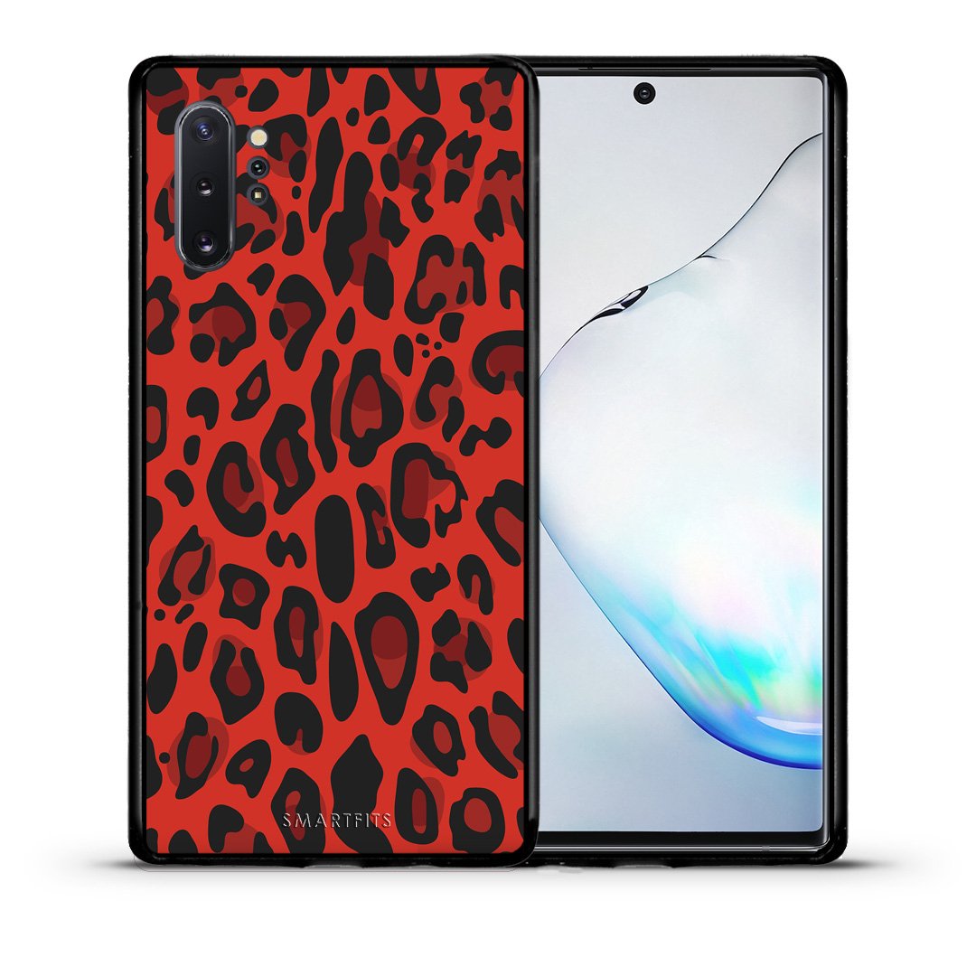 Θήκη Samsung Note 10+ Red Leopard Animal από τη Smartfits με σχέδιο στο πίσω μέρος και μαύρο περίβλημα | Samsung Note 10+ Red Leopard Animal case with colorful back and black bezels