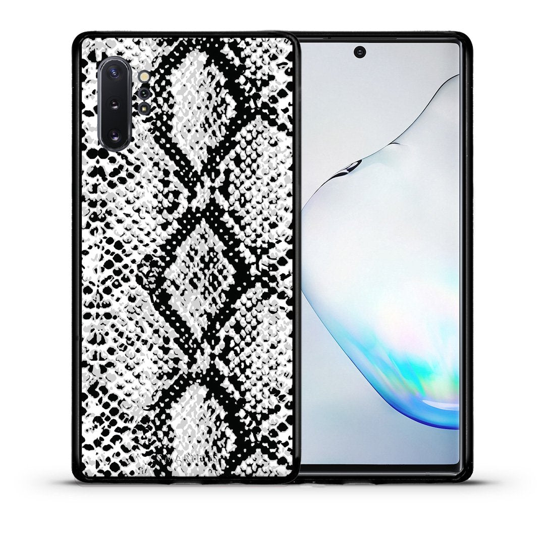 Θήκη Samsung Note 10+ White Snake Animal από τη Smartfits με σχέδιο στο πίσω μέρος και μαύρο περίβλημα | Samsung Note 10+ White Snake Animal case with colorful back and black bezels