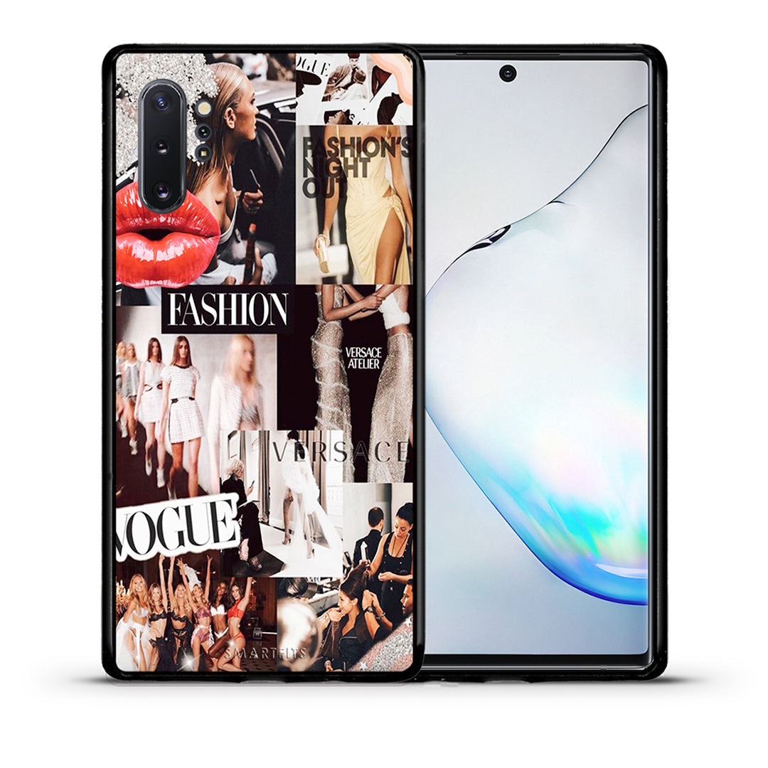 Θήκη Αγίου Βαλεντίνου Samsung Note 10+ Collage Fashion από τη Smartfits με σχέδιο στο πίσω μέρος και μαύρο περίβλημα | Samsung Note 10+ Collage Fashion case with colorful back and black bezels