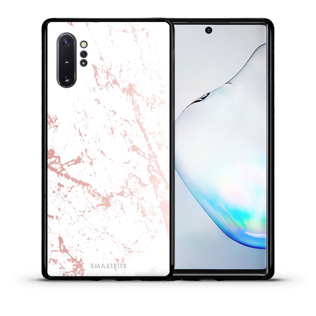 Θήκη Samsung Note 10+ Pink Splash Marble από τη Smartfits με σχέδιο στο πίσω μέρος και μαύρο περίβλημα | Samsung Note 10+ Pink Splash Marble case with colorful back and black bezels