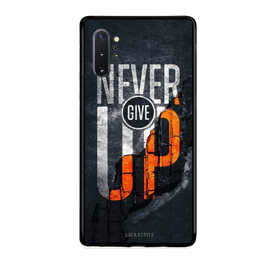 Samsung Note 10+ Never Give Up Θήκη Αγίου Βαλεντίνου από τη Smartfits με σχέδιο στο πίσω μέρος και μαύρο περίβλημα | Smartphone case with colorful back and black bezels by Smartfits