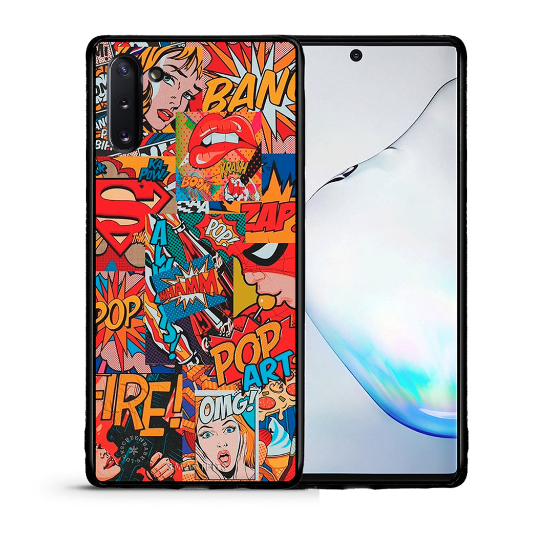 Θήκη Samsung Note 10 PopArt OMG από τη Smartfits με σχέδιο στο πίσω μέρος και μαύρο περίβλημα | Samsung Note 10 PopArt OMG case with colorful back and black bezels