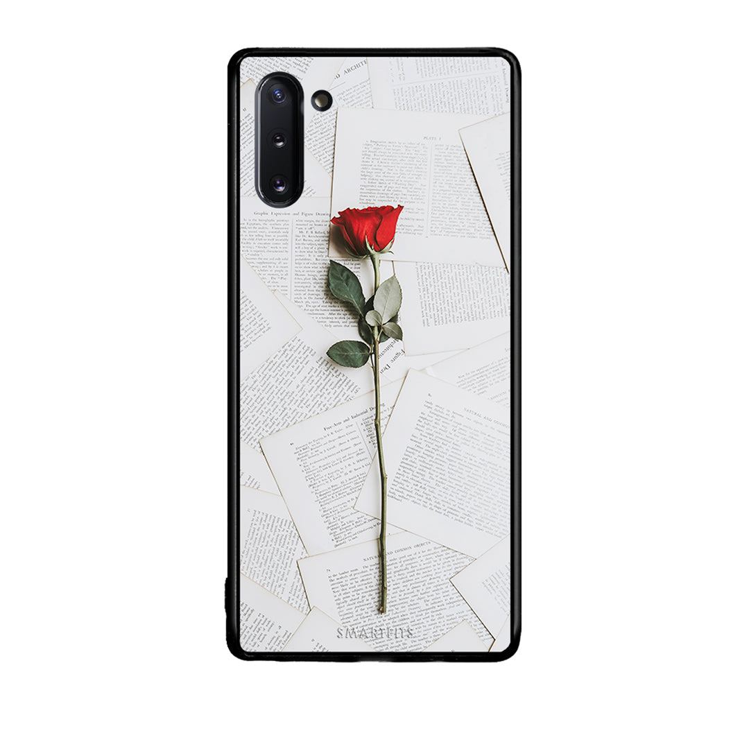 Samsung Note 10 Red Rose θήκη από τη Smartfits με σχέδιο στο πίσω μέρος και μαύρο περίβλημα | Smartphone case with colorful back and black bezels by Smartfits