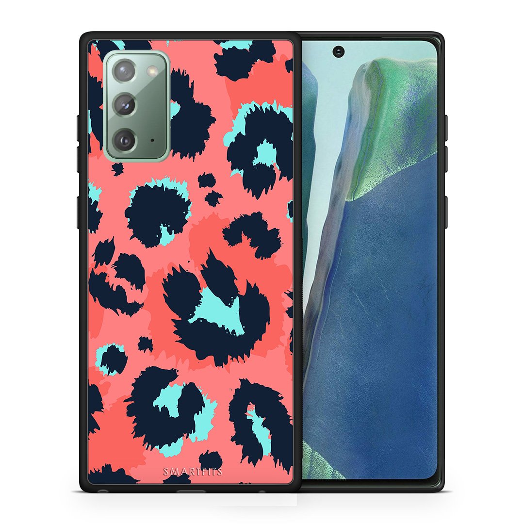 Θήκη Samsung Note 20 Pink Leopard Animal από τη Smartfits με σχέδιο στο πίσω μέρος και μαύρο περίβλημα | Samsung Note 20 Pink Leopard Animal case with colorful back and black bezels