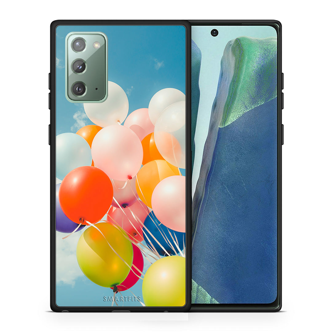 Θήκη Samsung Note 20 Colorful Balloons από τη Smartfits με σχέδιο στο πίσω μέρος και μαύρο περίβλημα | Samsung Note 20 Colorful Balloons case with colorful back and black bezels