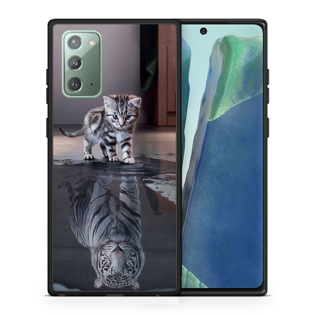 Θήκη Samsung Note 20 Tiger Cute από τη Smartfits με σχέδιο στο πίσω μέρος και μαύρο περίβλημα | Samsung Note 20 Tiger Cute case with colorful back and black bezels
