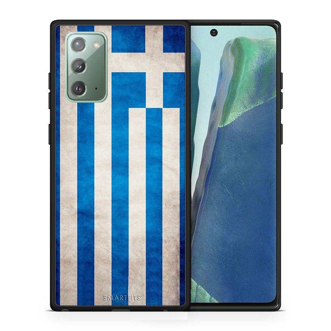 Θήκη Samsung Note 20 Greek Flag από τη Smartfits με σχέδιο στο πίσω μέρος και μαύρο περίβλημα | Samsung Note 20 Greek Flag case with colorful back and black bezels