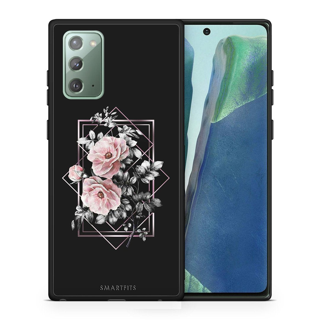 Θήκη Samsung Note 20 Frame Flower από τη Smartfits με σχέδιο στο πίσω μέρος και μαύρο περίβλημα | Samsung Note 20 Frame Flower case with colorful back and black bezels