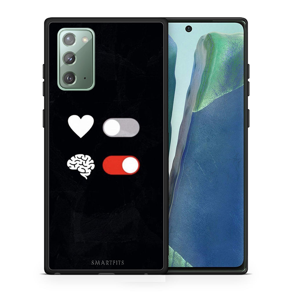 Θήκη Αγίου Βαλεντίνου Samsung Note 20 Heart Vs Brain από τη Smartfits με σχέδιο στο πίσω μέρος και μαύρο περίβλημα | Samsung Note 20 Heart Vs Brain case with colorful back and black bezels