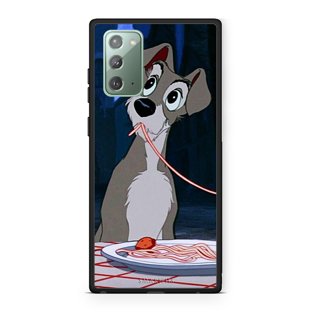 Samsung Note 20 Lady And Tramp 1 Θήκη Αγίου Βαλεντίνου από τη Smartfits με σχέδιο στο πίσω μέρος και μαύρο περίβλημα | Smartphone case with colorful back and black bezels by Smartfits