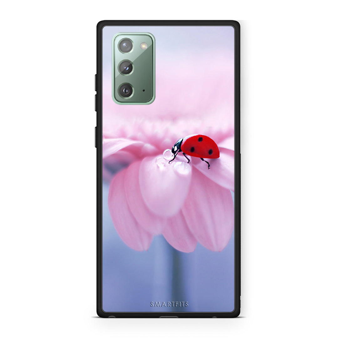 Samsung Note 20 Ladybug Flower θήκη από τη Smartfits με σχέδιο στο πίσω μέρος και μαύρο περίβλημα | Smartphone case with colorful back and black bezels by Smartfits