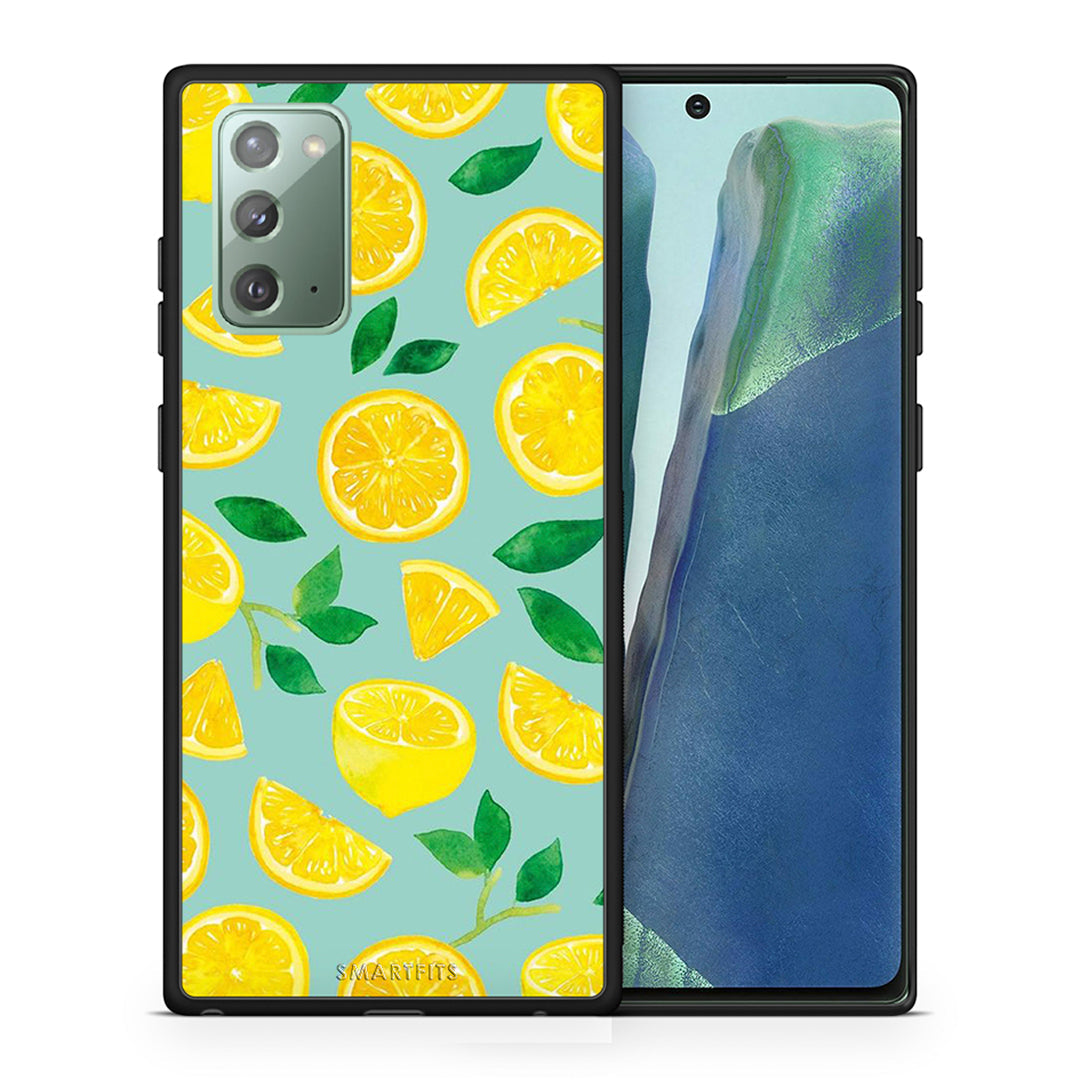 Θήκη Samsung Note 20 Lemons από τη Smartfits με σχέδιο στο πίσω μέρος και μαύρο περίβλημα | Samsung Note 20 Lemons case with colorful back and black bezels