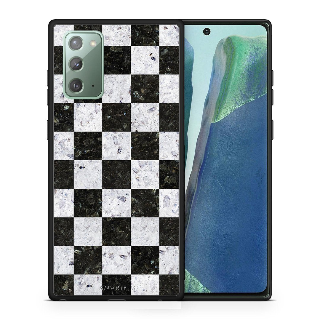 Θήκη Samsung Note 20 Square Geometric Marble από τη Smartfits με σχέδιο στο πίσω μέρος και μαύρο περίβλημα | Samsung Note 20 Square Geometric Marble case with colorful back and black bezels