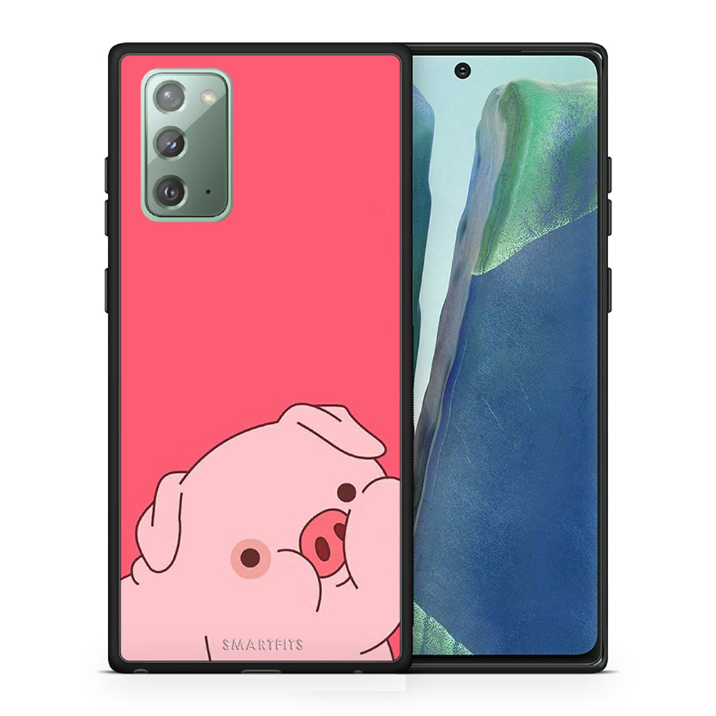 Θήκη Αγίου Βαλεντίνου Samsung Note 20 Pig Love 1 από τη Smartfits με σχέδιο στο πίσω μέρος και μαύρο περίβλημα | Samsung Note 20 Pig Love 1 case with colorful back and black bezels