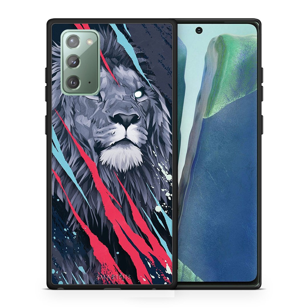 Θήκη Samsung Note 20 Lion Designer PopArt από τη Smartfits με σχέδιο στο πίσω μέρος και μαύρο περίβλημα | Samsung Note 20 Lion Designer PopArt case with colorful back and black bezels