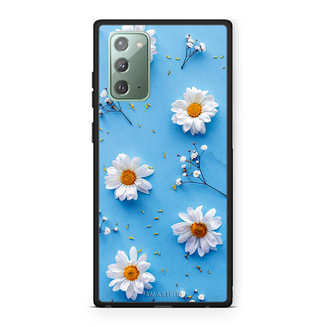 Samsung Note 20 Real Daisies θήκη από τη Smartfits με σχέδιο στο πίσω μέρος και μαύρο περίβλημα | Smartphone case with colorful back and black bezels by Smartfits