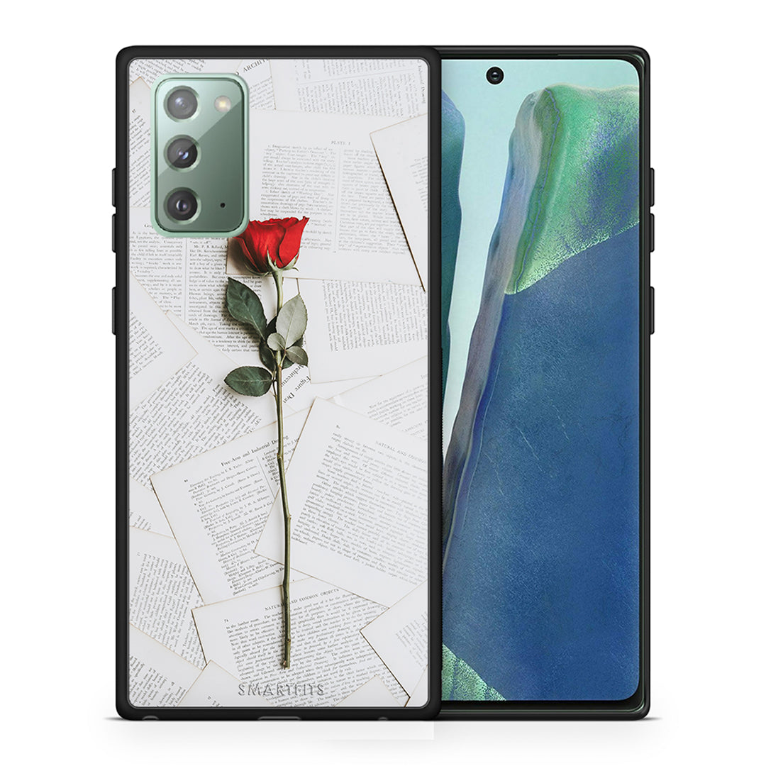 Θήκη Samsung Note 20 Red Rose από τη Smartfits με σχέδιο στο πίσω μέρος και μαύρο περίβλημα | Samsung Note 20 Red Rose case with colorful back and black bezels