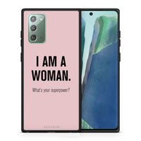 Thumbnail for Θήκη Samsung Note 20 Superpower Woman από τη Smartfits με σχέδιο στο πίσω μέρος και μαύρο περίβλημα | Samsung Note 20 Superpower Woman case with colorful back and black bezels