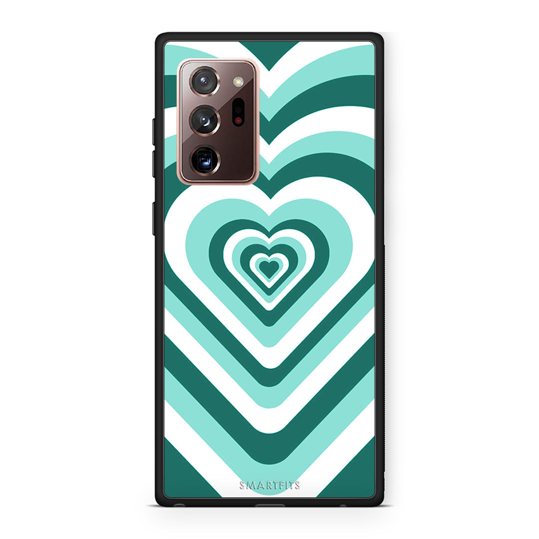 Samsung Note 20 Ultra Green Hearts θήκη από τη Smartfits με σχέδιο στο πίσω μέρος και μαύρο περίβλημα | Smartphone case with colorful back and black bezels by Smartfits