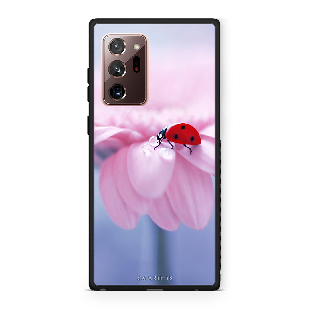 Samsung Note 20 Ultra Ladybug Flower θήκη από τη Smartfits με σχέδιο στο πίσω μέρος και μαύρο περίβλημα | Smartphone case with colorful back and black bezels by Smartfits