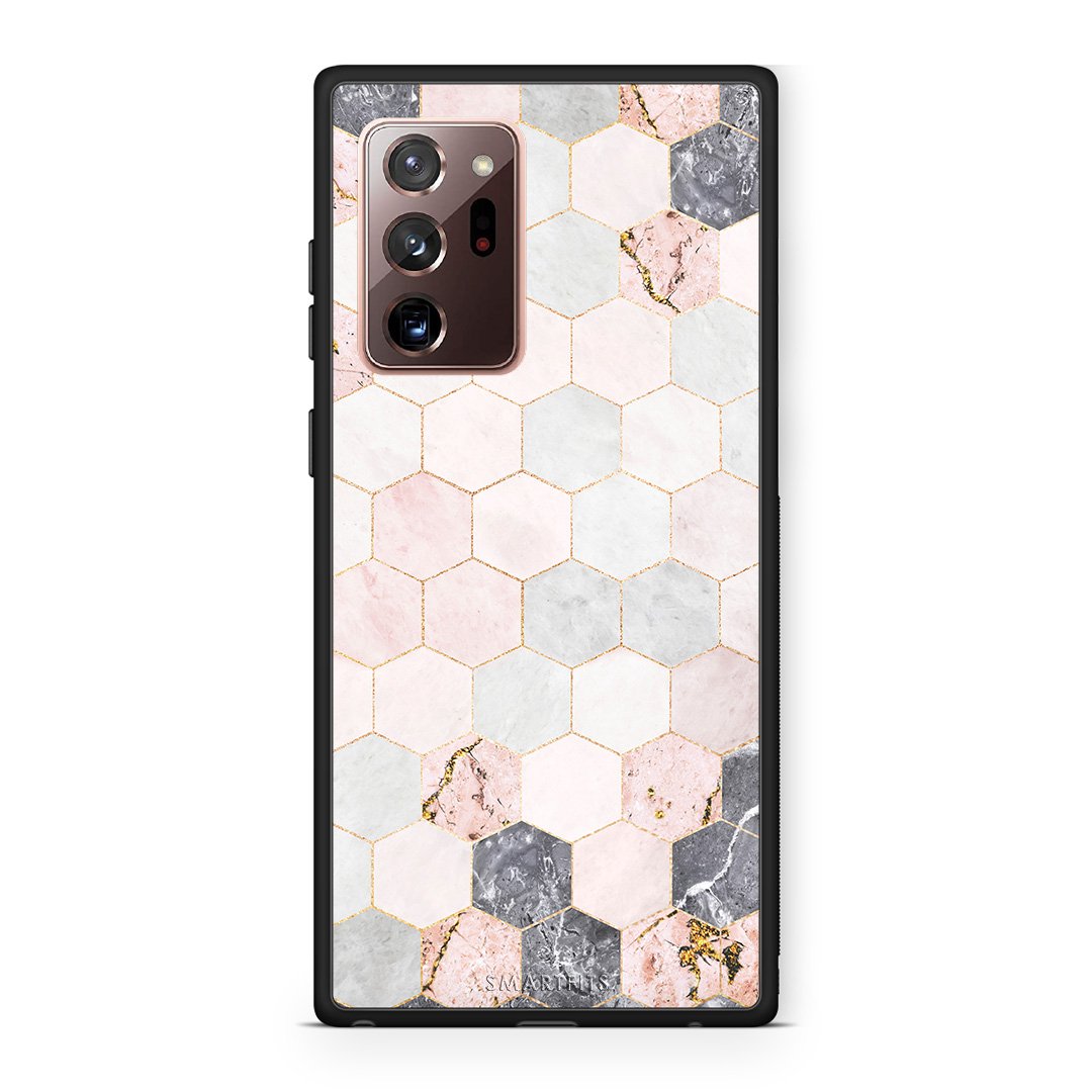 4 - Samsung Note 20 Ultra Hexagon Pink Marble case, cover, bumper