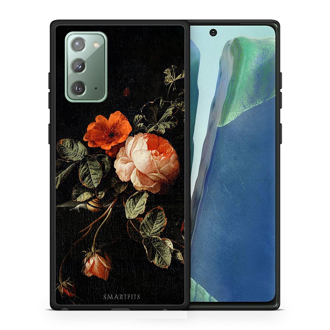 Θήκη Samsung Note 20 Vintage Roses από τη Smartfits με σχέδιο στο πίσω μέρος και μαύρο περίβλημα | Samsung Note 20 Vintage Roses case with colorful back and black bezels