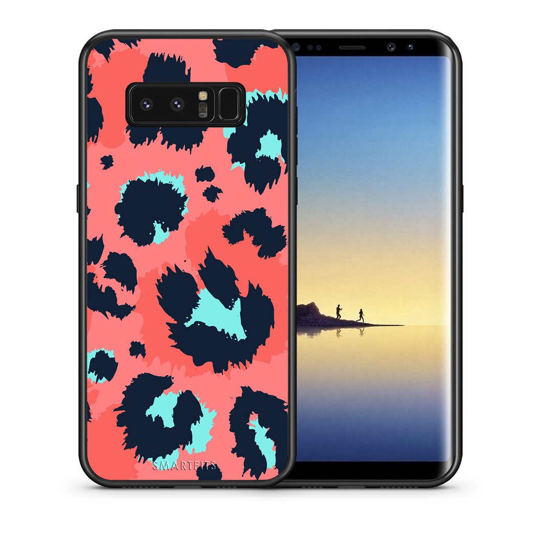 Θήκη Samsung Note 8 Pink Leopard Animal από τη Smartfits με σχέδιο στο πίσω μέρος και μαύρο περίβλημα | Samsung Note 8 Pink Leopard Animal case with colorful back and black bezels
