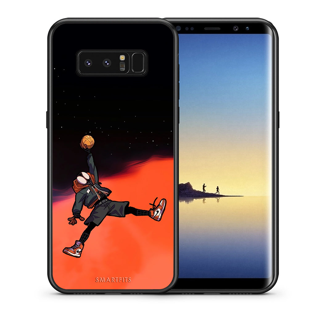 Θήκη Samsung Note 8 Basketball Hero από τη Smartfits με σχέδιο στο πίσω μέρος και μαύρο περίβλημα | Samsung Note 8 Basketball Hero case with colorful back and black bezels