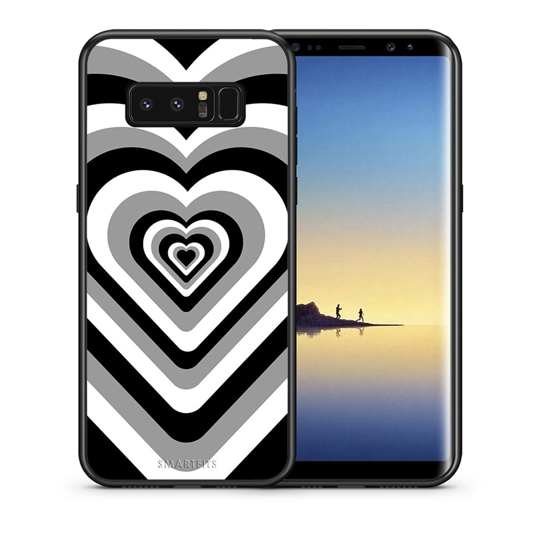 Θήκη Samsung Note 8 Black Hearts από τη Smartfits με σχέδιο στο πίσω μέρος και μαύρο περίβλημα | Samsung Note 8 Black Hearts case with colorful back and black bezels