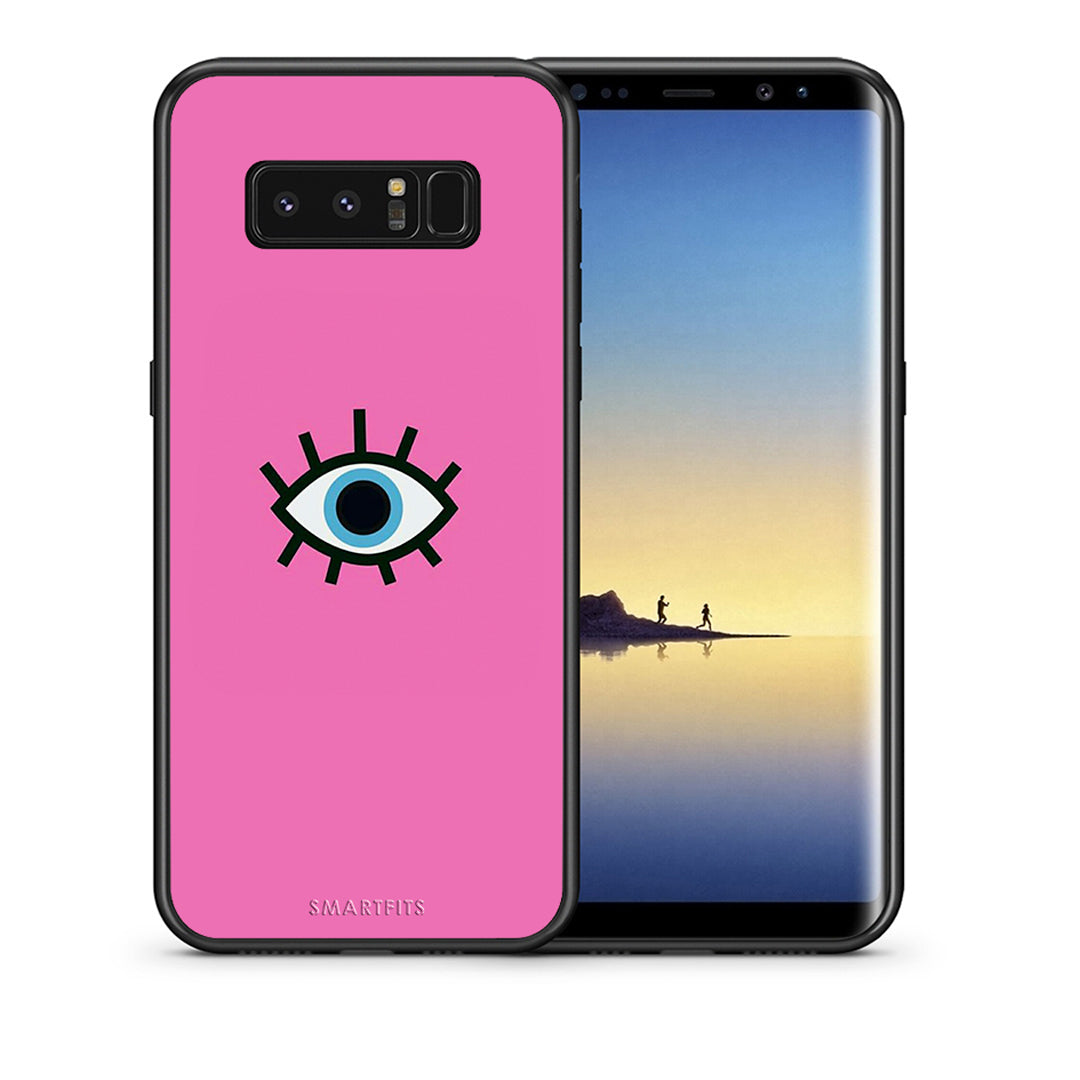 Θήκη Samsung Note 8 Blue Eye Pink από τη Smartfits με σχέδιο στο πίσω μέρος και μαύρο περίβλημα | Samsung Note 8 Blue Eye Pink case with colorful back and black bezels