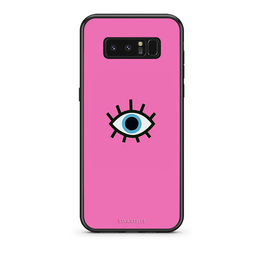 samsung note 8 Blue Eye Pink θήκη από τη Smartfits με σχέδιο στο πίσω μέρος και μαύρο περίβλημα | Smartphone case with colorful back and black bezels by Smartfits