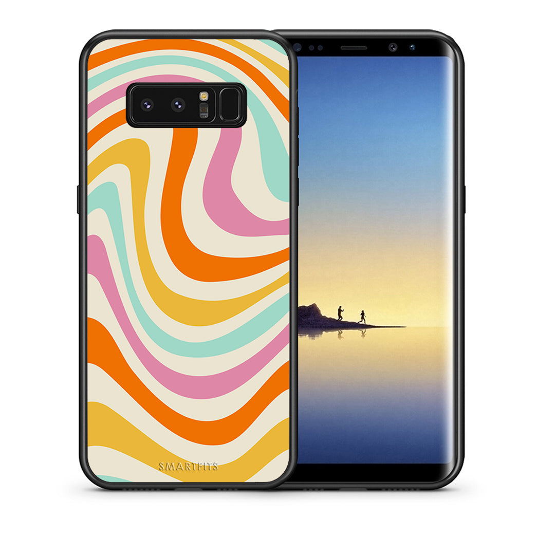 Θήκη Samsung Note 8 Colourful Waves από τη Smartfits με σχέδιο στο πίσω μέρος και μαύρο περίβλημα | Samsung Note 8 Colourful Waves case with colorful back and black bezels