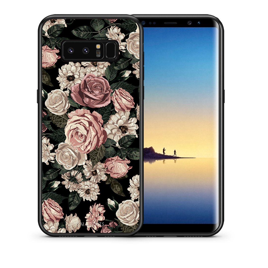Θήκη Samsung Note 8 Wild Roses Flower από τη Smartfits με σχέδιο στο πίσω μέρος και μαύρο περίβλημα | Samsung Note 8 Wild Roses Flower case with colorful back and black bezels