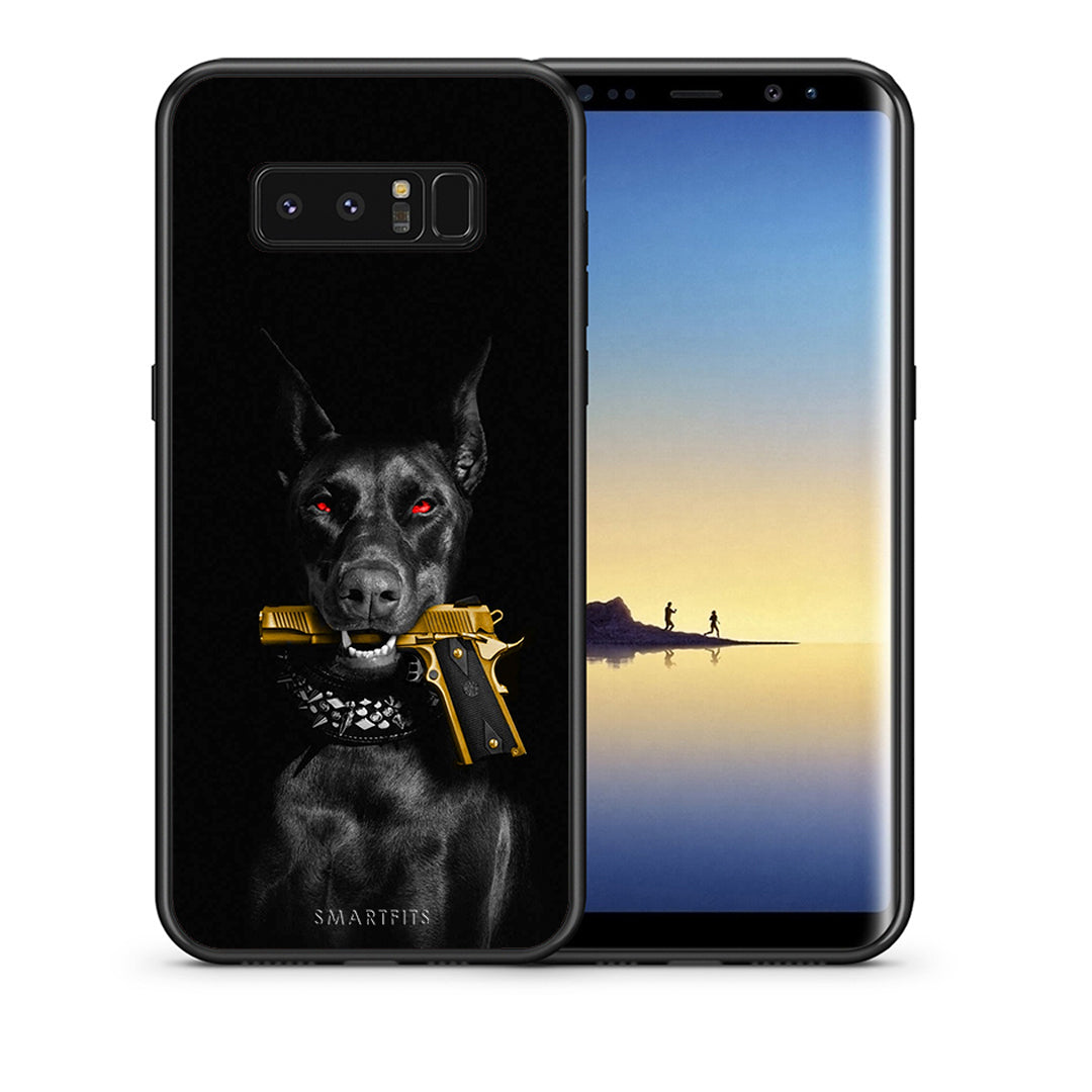 Θήκη Αγίου Βαλεντίνου Samsung Note 8 Golden Gun από τη Smartfits με σχέδιο στο πίσω μέρος και μαύρο περίβλημα | Samsung Note 8 Golden Gun case with colorful back and black bezels