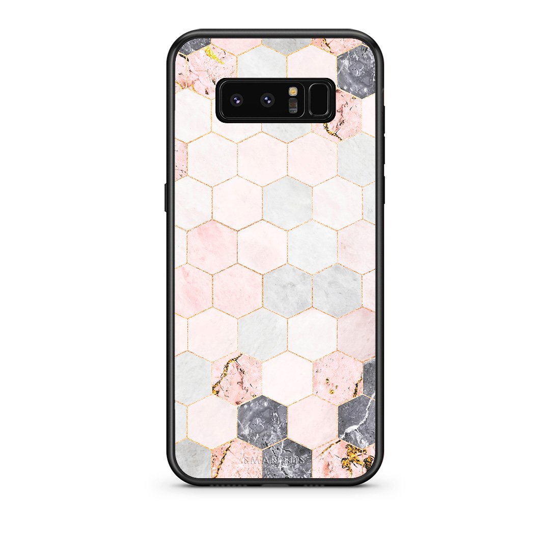 4 - samsung note 8 Hexagon Pink Marble case, cover, bumper