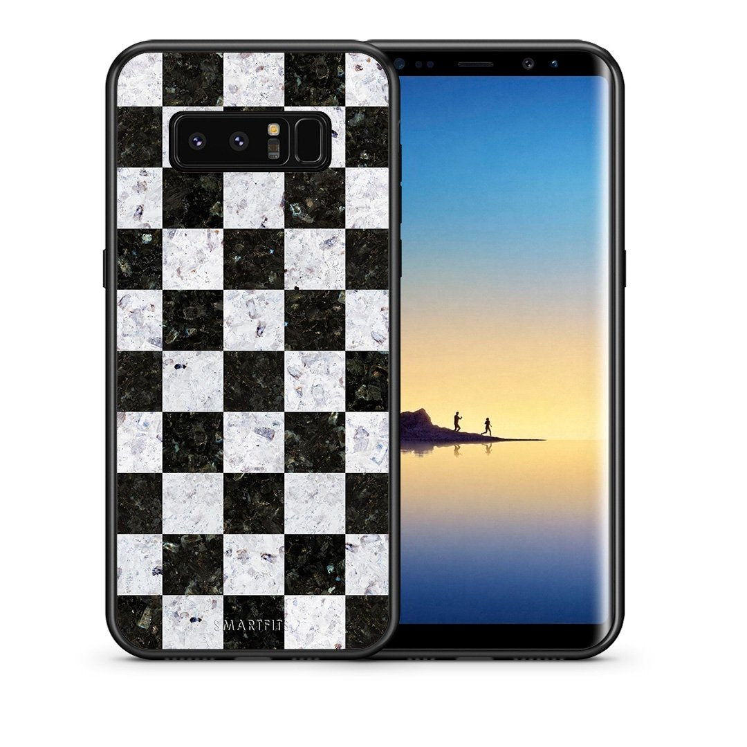 Θήκη Samsung Note 8 Square Geometric Marble από τη Smartfits με σχέδιο στο πίσω μέρος και μαύρο περίβλημα | Samsung Note 8 Square Geometric Marble case with colorful back and black bezels