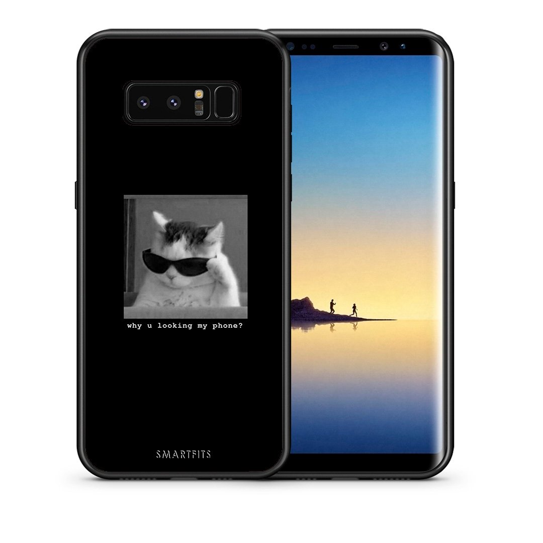 Θήκη Samsung Note 8 Meme Cat από τη Smartfits με σχέδιο στο πίσω μέρος και μαύρο περίβλημα | Samsung Note 8 Meme Cat case with colorful back and black bezels