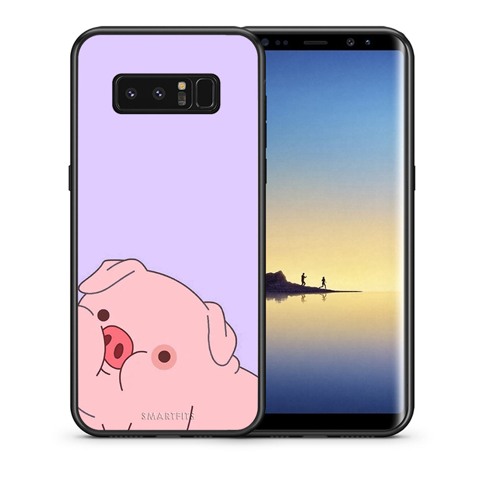 Θήκη Αγίου Βαλεντίνου Samsung Note 8 Pig Love 2 από τη Smartfits με σχέδιο στο πίσω μέρος και μαύρο περίβλημα | Samsung Note 8 Pig Love 2 case with colorful back and black bezels