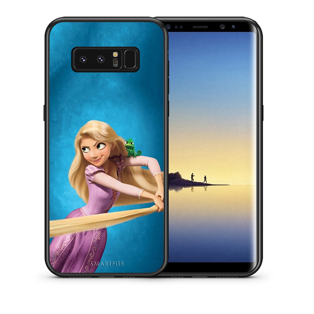 Θήκη Αγίου Βαλεντίνου Samsung Note 8 Tangled 2 από τη Smartfits με σχέδιο στο πίσω μέρος και μαύρο περίβλημα | Samsung Note 8 Tangled 2 case with colorful back and black bezels