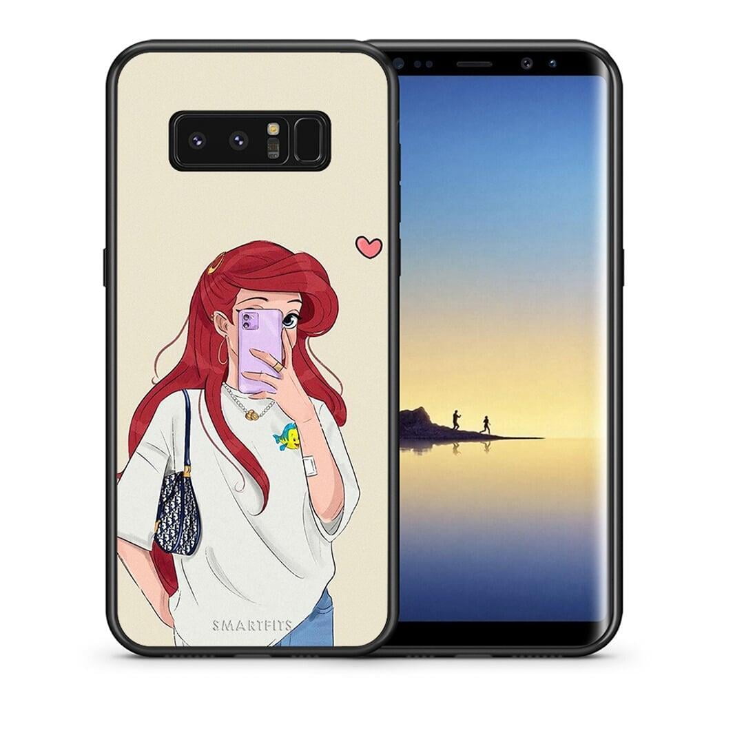 Θήκη Samsung Note 8 Walking Mermaid από τη Smartfits με σχέδιο στο πίσω μέρος και μαύρο περίβλημα | Samsung Note 8 Walking Mermaid case with colorful back and black bezels